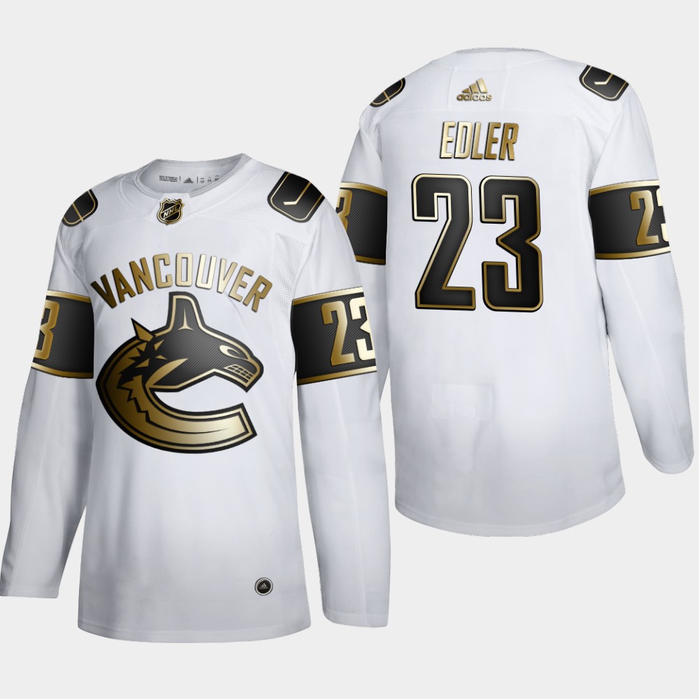 Men Vancouver Canucks #23 Alexander Edler Adidas White Golden Edition Limited Stitched NHL Jersey